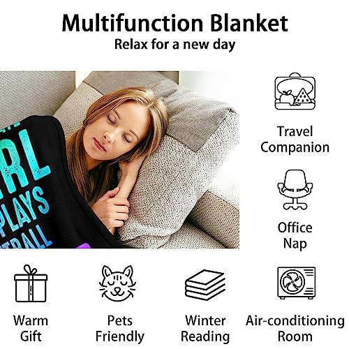 Basketball Throw Blanket for Women - 60x80 Inches Twin Size - Soft Fluffy Cozy Blankets Gift - Black Sports Blanket Throws for Bed, Sofa, Winter