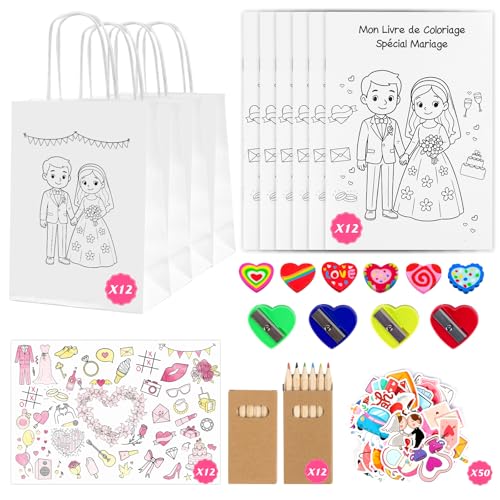 Lot de 12 Kits Coffret Cadeau Mariage Enfant 122 Pièces...