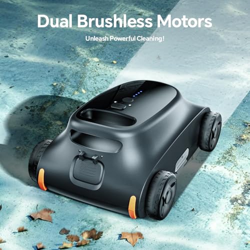 180W Brushless Motor Cordless Robotic Pool Vacuum, Up to 2000 Sq.ft Coverage