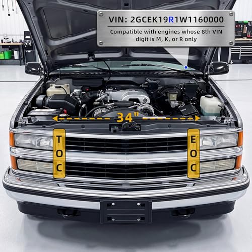 Image of DWVO 34 inch Radiator Compatible with Chevy GMC Suburban Yukon Tahoe Pickup Escalade C1500 C2500 C3500 K1500 K2500 K3500 5.0L 5.7L V8 A /T with Transmission & Engine Oil Cooler CU1693