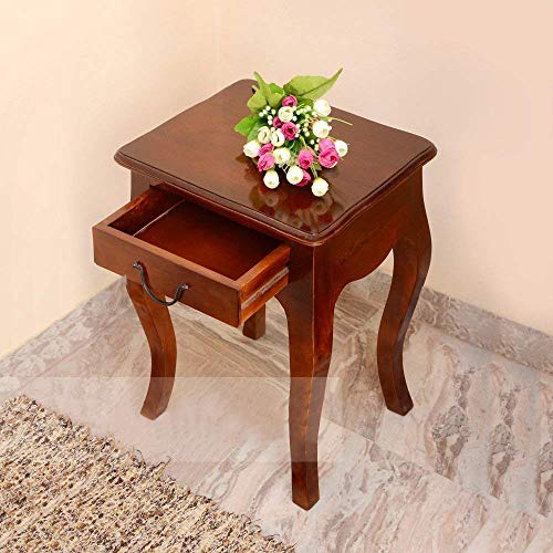 Image of Jangid Handicraft Solid Sheesham Wood End Table | Sofa Side Table for Living Room | Corner Table with Drawer Storage for Drawing Room | Rosewood, Brown Finish