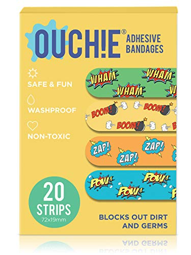 Image of Ouchie NON-TOXIC Printed Bandages COMBO Set of 2 (40 Pack) - YELLOW & SPACE BLUE