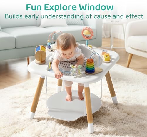 Kizfarm 3-Stage Baby Activity Center, Montessori-Inspired Design, 7 Interactive Toys with Teether, Exersaucer&Toddler Table, Shower Gift, 3 6 12 Month Old Baby Essential, Toy for Baby Infant Toddler - Image 6
