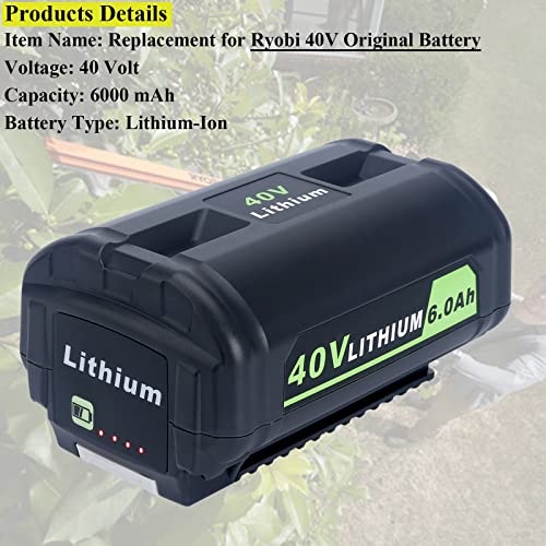 image for Lasica Replacement for Ryobi 40V 6.0Ah Battery Compatible with Ryobi 4