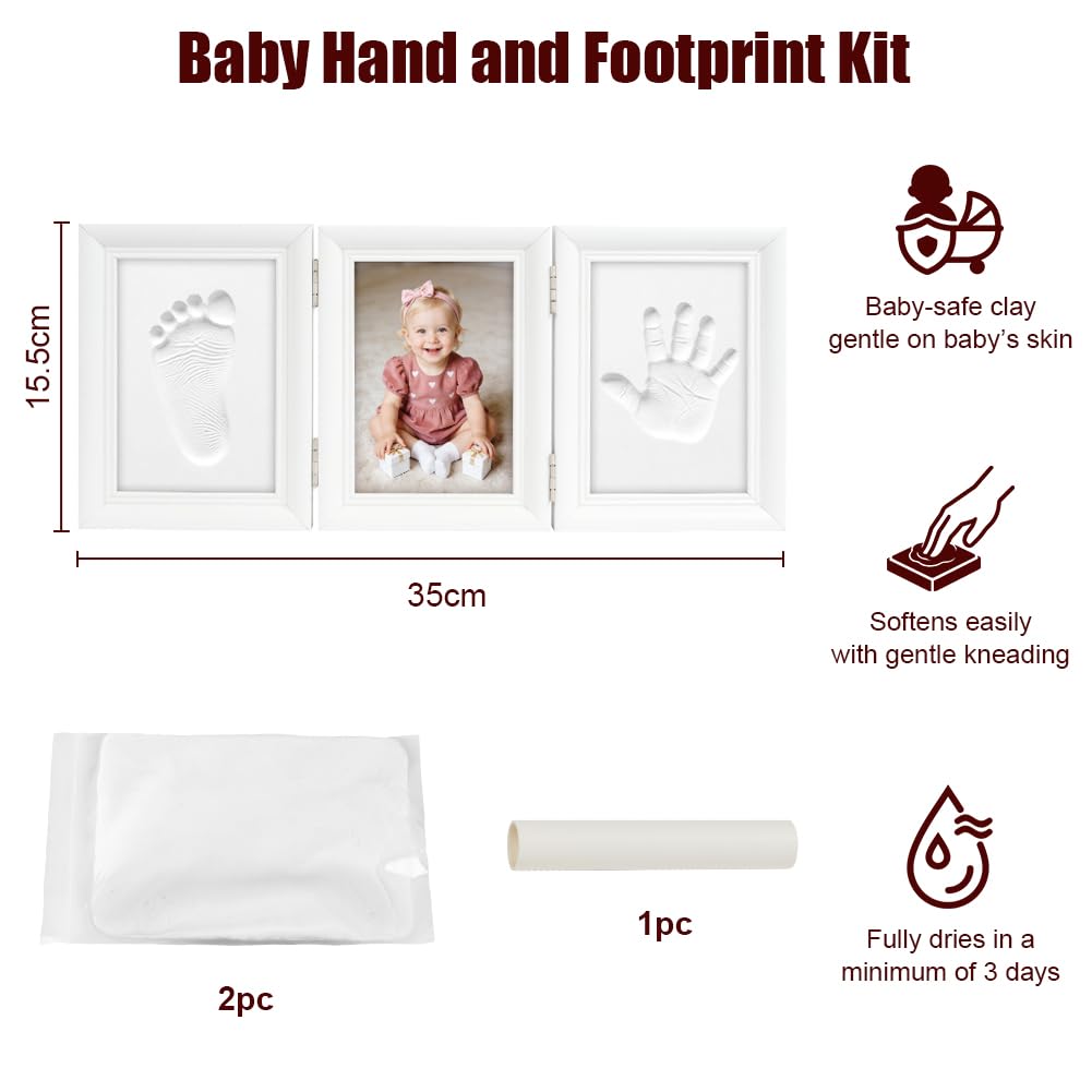 Vicloon Zestaw dłoni i stóp dziecka, prezenty na baby shower, spersonalizowany prezent dla noworodków i chłopców, pamiątka rodzinna, prezenty dla nowych rodziców, ramki na zdjęcia z pamięcią dla dłoni