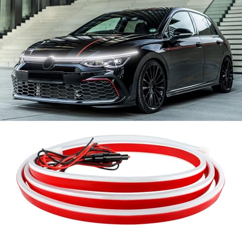 DREAMOTOR LED Tagfahrlicht, 180 cm, flexibel, wasserdicht, Motorhauben-Lichtleiste, universell, 12 V, dynamisches Scan-Start-Up-Hoodbeam-Kit, Lichtleiste unter der Motorhaube für Autos, LKWs, SUV