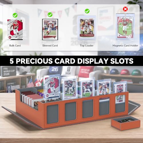 Image of Kabinka Football Card Storage Box with Window Display, 5-Row Sport Card Storage Box, 3900+ Card Deck Box for Football Sports Card TCG, 5 Top Loaders, 5 Stoppers, 48 Dividers, 1 Dice Tray(Football 1)