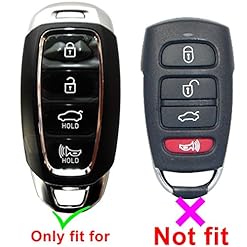 Alternative view of 2Pcs Coolbestda Rubber 4 Buttons Key Fob Remote Cover Case Protector Keyless Jacket for Hyundai Kona Azera Grandeur IG Black