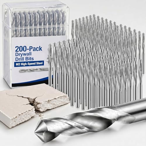 Tondiamo 200 Pcs Drywall Router Bits 1/8' Rotor Drywall Drill Bits High Speed Steel Spiral Guide Point Cutting Diameter Router Rotary Tool