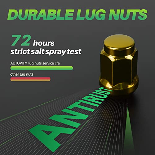 Image of AUTOPTIM M12x1.5 Gold Lug Nuts - Replacement for 2006-2019 Ford Fusion,2000-2019 Focus, 2001-2019 Escape, 2003-2022 Honda Accord, 2006-2018 Civic Aftermarket Wheel, 3 /4 inch Hex 20PCS Short Tire Nut