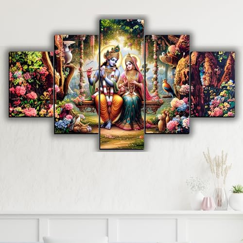 Radha Krishna Religious Wall Painting for Living Room, Bedroom, G...