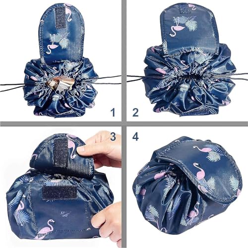 Image of Maharsh Women's Convenient and Waterproof Multifunction Portable Lazy Travel Cosmetic Storage Makeup Organizer Toiletry Bag with Drawstrings (Blue Duck)