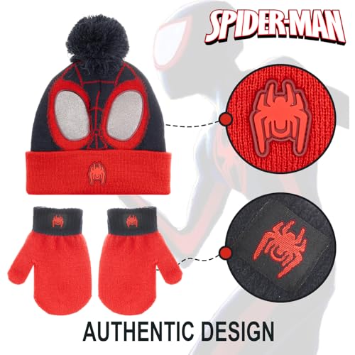 Image of Marvel Spider-Man Boys Winter Hat and Mitten Set, Beanie Hat and Gloves