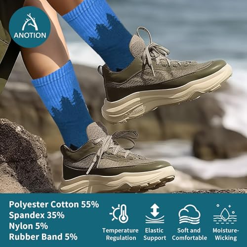 ANOTION Funny Hiking Socks for Men & Women - Moisture Wicking Lightweight Compression Socks,Women Hiking Socks Summer3