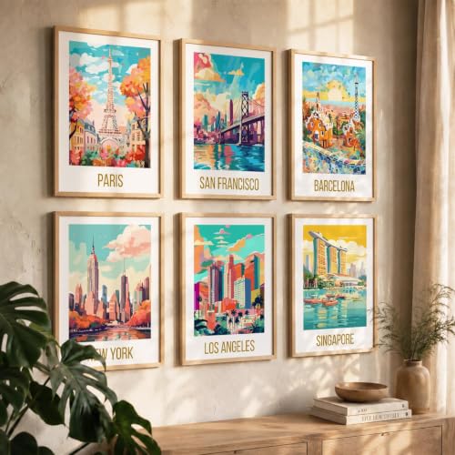 Image of kotart City view wall Paintings with Frame for Home Decoration - Painting for Living Room Bedroom Office Wall hanging frames - (Pack of 6 Multicolor) (19X25 inch, K)