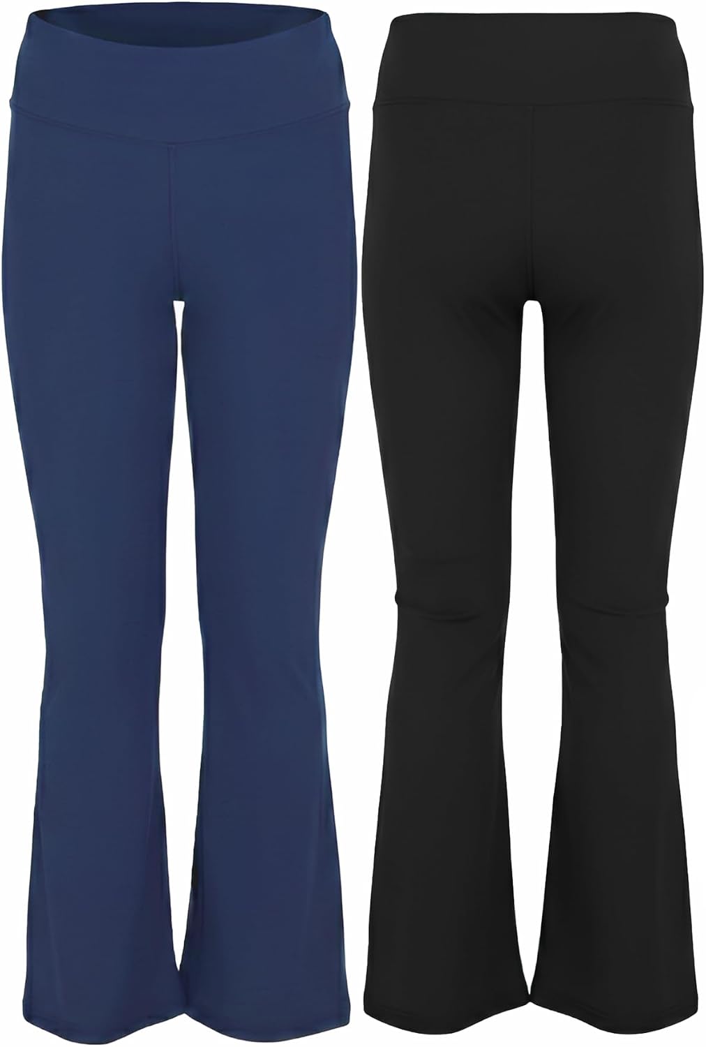 Yogalicious Girls Flare Legging Ribbed Everyday High Waist Bootcut Dance Casual Pant 2 Pack