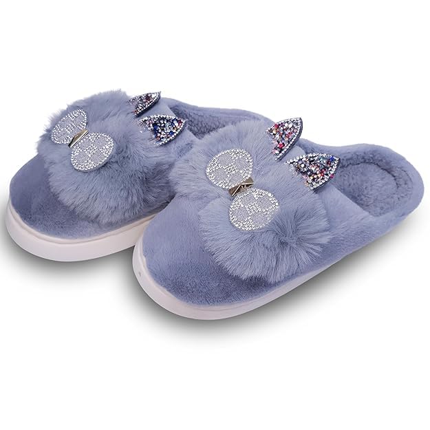 ELEG & STILANCE Women's Winter Woolen Fur Slippers - Warm Non-Slip Multicolor Orthopedic Soft Slides 3