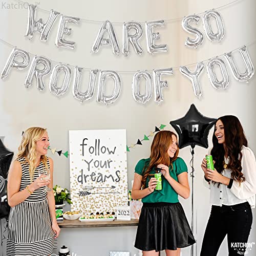 Image of KatchOn, Silver We Are So Proud of You Balloons - 16 Inch | Silver Proud Of You Balloon banner for Graduation Decorations 2026, Graduation Balloons, 2026 Graduation Decorations
