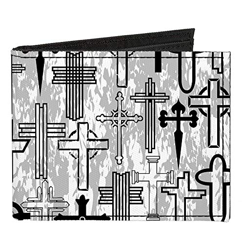 Buckle-Down Men's Standard Canvas Bifold Wallet Crosses, 4.0