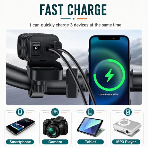 Herbst Prise USB pour moto avec interrupteur marche/arrêt et charge rapide de type C – vue 4