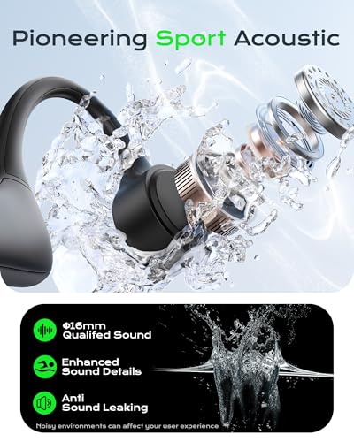 Image of DEMICEA Open Ear Sport Headphones, Soft Silicone Wireless Bone Conduction Earphones, Powerful Bass, 10H Lasting, Multipoint Capable, Quick Charge, Built-in 32GB MP3