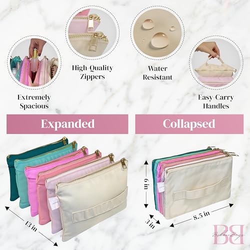 Accordion Makeup Bag, Travel Makeup Bag with 6 Compartments, Large Capacity Cosmetic Bags for Women, Toiletry Bag for Women, Makeup Organizer, Zipper Pouch Preppy Stuff4