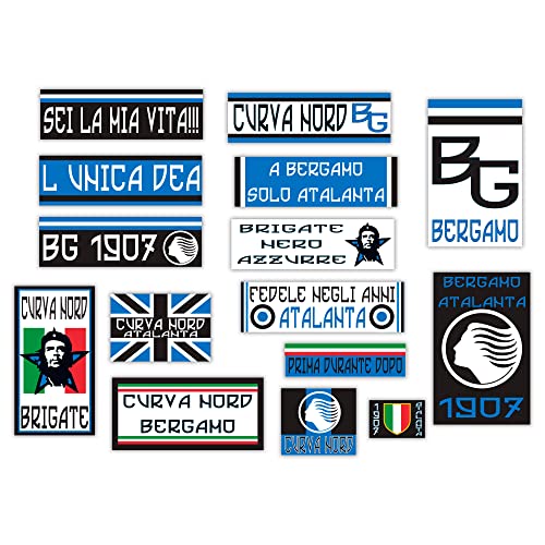 GamesMonkey®, Kit of 15 Ultras Stickers, Atalanta Bergamo, Football Champion Shield, Glossy HD Vinyl