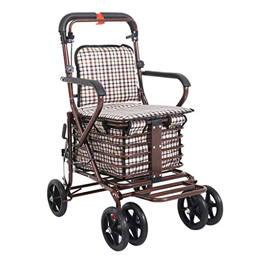 Deambulatori- Rollator Walker Pieghevole con Cesto della Spesa, Freno Leggero, Flessibile, Sedia a rotelle/Carrello della Spesa, Caricamento 110 kg, per chiunque Abbia Una Presa Debole