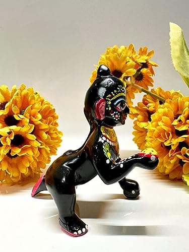 Estatua Laddoo Gopal de Latón Negro 10 cm miniatura 3