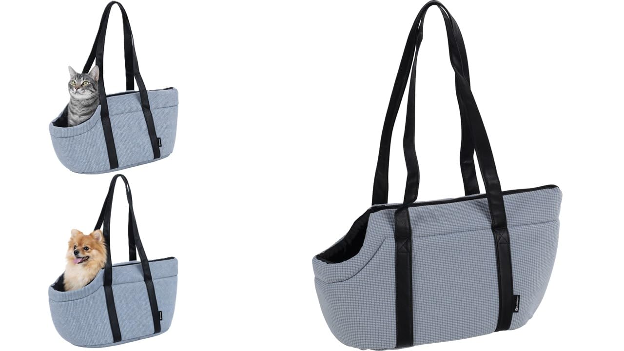 Sac de transport chat et chien Flamingo Aaliyah bleu en polyester 46x23x25 cm