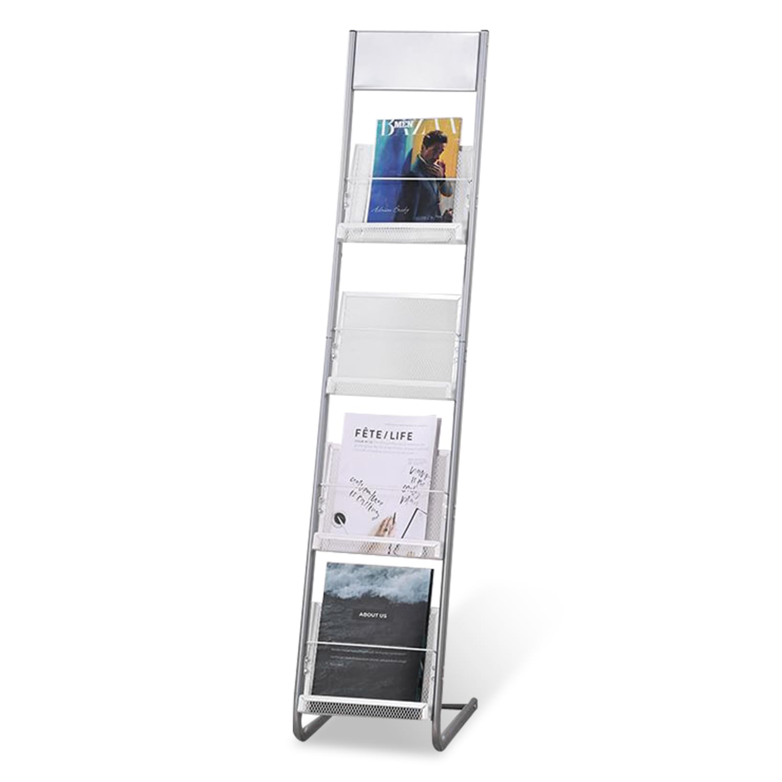 prospektständer metall,Zeitschriften- und Broschürenständer,bodenhalterung Prospekthalter A4 mit 4-Rädern,Silber,für verschiedene Ausstellungen und Empfangsräume oder Büros