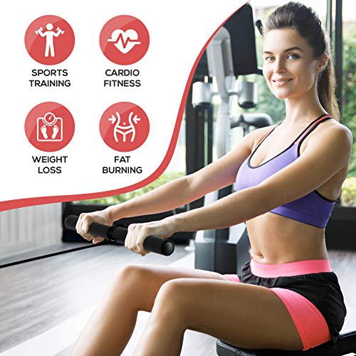 Serene-Life-Magnetic-Rowing-Machine-with-Bluetooth-App-Fitness-Tracking--Foldable-Home-Gym-Exercise-Rower-with-Adjustable-Resistant-Easy-Glide-Padded-Seat-Digital-LCD-Readout-and-Reinforced-Cable