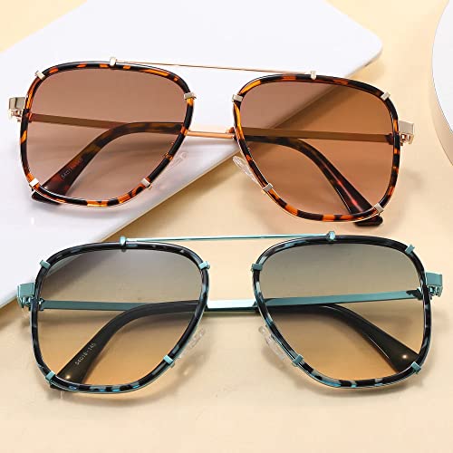 Twin Metal Frame UV400 Gradient Shades Sunglasses3