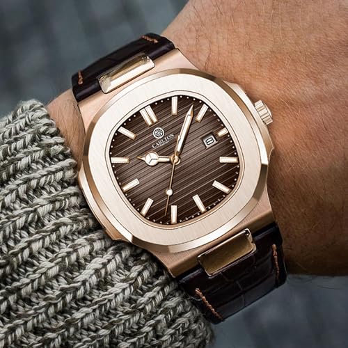 Image of Carlton London Jordan Men Analog Watch, Round Dial, Leather Strap, Quartz Movement, 43 mm Case, Date Display, Classic Casual Style, 30M Water Resistant
