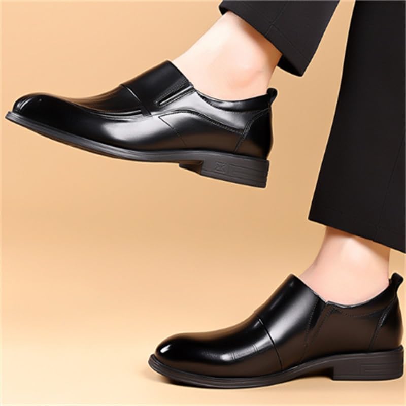 Men's Leather Shoes Business Casual Dress Shoes Vintage Classic Fashion Versatile Shoes Slip On Polished Craft Smooth Lines Clear Texture Rubber Sole Comfortable Breathable3
