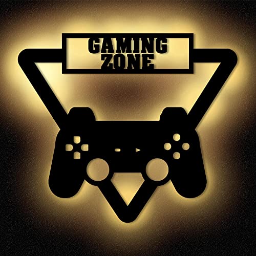 Namofactur Gamezone Gaming Zone Led Wand Licht leuchtend für Gamer Raum Room Zimmer Deko Dekoration I Batteriebetrieb