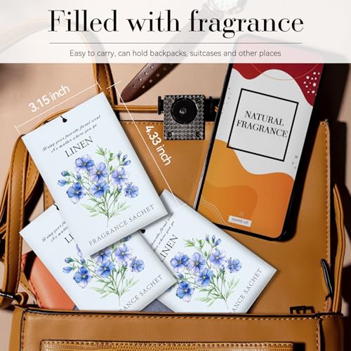 Image of Linen Scented Sachet Bags - 12 Pack Drawer & Closet Freshener, Long Lasting Odor Eliminator for Wardrobes, Cars & Storage, Home Fragrance Air Freshener Sachets