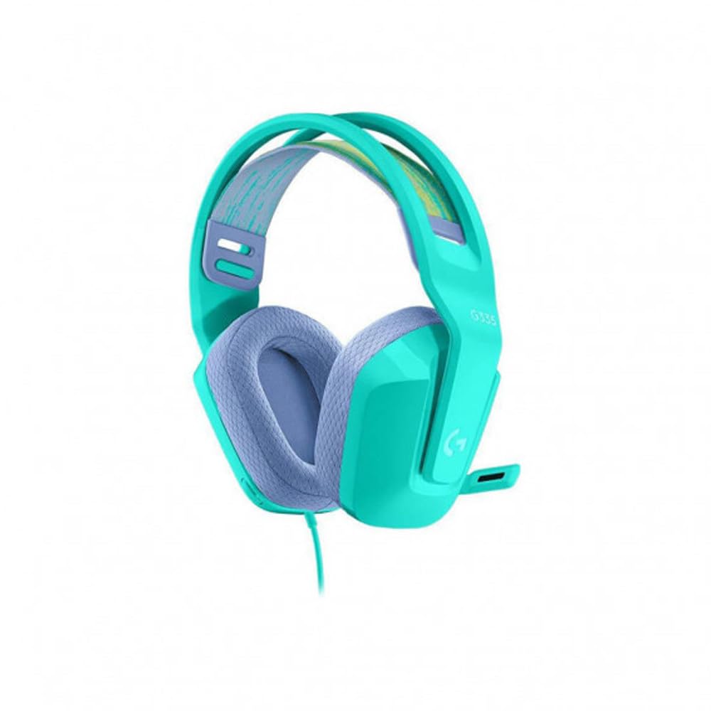 Logitech G335 Wired Gaming Headset, with Flip to Mute Microphone, 3.5mm Audio Jack, Memory Foam Earpads, Lightweight - Mint