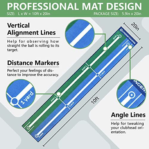 CROSSFINGERS-Alfombrilla-de-Golf-para-Poner-en-Verde-con-Control-de-Velocidad-de-3m-x05m-una-practica-de-Golf-Profesional-o-Herramientas-de-Entrenamiento-para-afilar-Tus-Habilidades-de-Poner