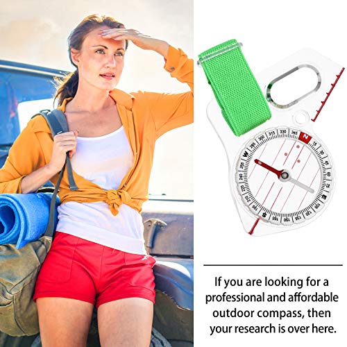 NUOBESTY Bússola de acrílico multifuncional para acampamento ao ar livre, régua de bolso, ferramenta