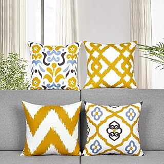 Alishomtll Set of 4 Decorative Cushion Covers Yellow Geometric Pillow Cases 18 x 18 Inch Modern Throw Pillow Covers Cushion Covers for Sofa Bedroom