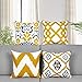 Elloevn - Juego de 4 fundas de cojín amarillas de 45 x 45 cm, geométricas, modernas, decorativas con estampado de flores, decoración primaveral, para dormitorio, salón