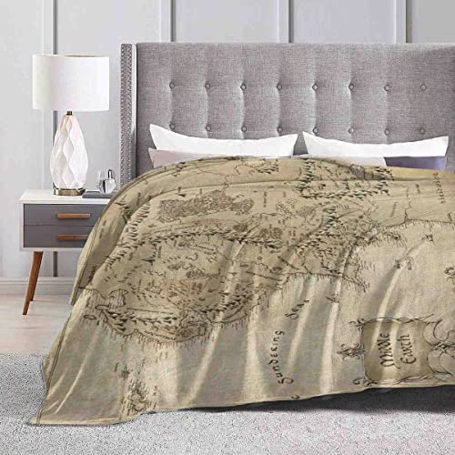 OYDAS Manta de Mapa de la Tierra Media,Manta de Terciopelo ultrasuave,Manta Ligera para Cama,edredón,Manta Decorativa Duradera para el hogar