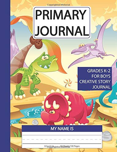 Primary Journal Grades K-2 For Boys: Primary Journal for Boys, Dinosaur Creative Story Tablet K-2 -...