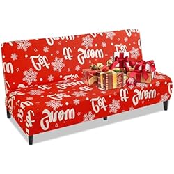 Fundas De Futon Tela Lydevo Funda de Sofá sin Brazos de Navidad Funda para Sofá Cama Ajustables Elástica Cubierto Protector de Sofa Cama sin Reposabrazos Plegable Clic Clac Futon Sofá Protector,Copos Nieve