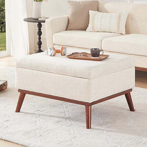 Image of Kingfun 65 inch W Loveseat Sofa with Ottoman Coffee Table, Mid Century Modern Decor Love Seat Couches and Ottoman with Storage for Living Room, Button Tufted Upholstered Love Seats Furniture Set, Beige