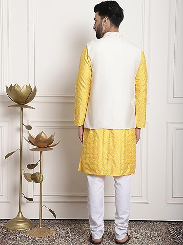 Image of SOJANYA (Since 1958 Men's Silk Blend Kurta and Pyjama with Nehru Jacket