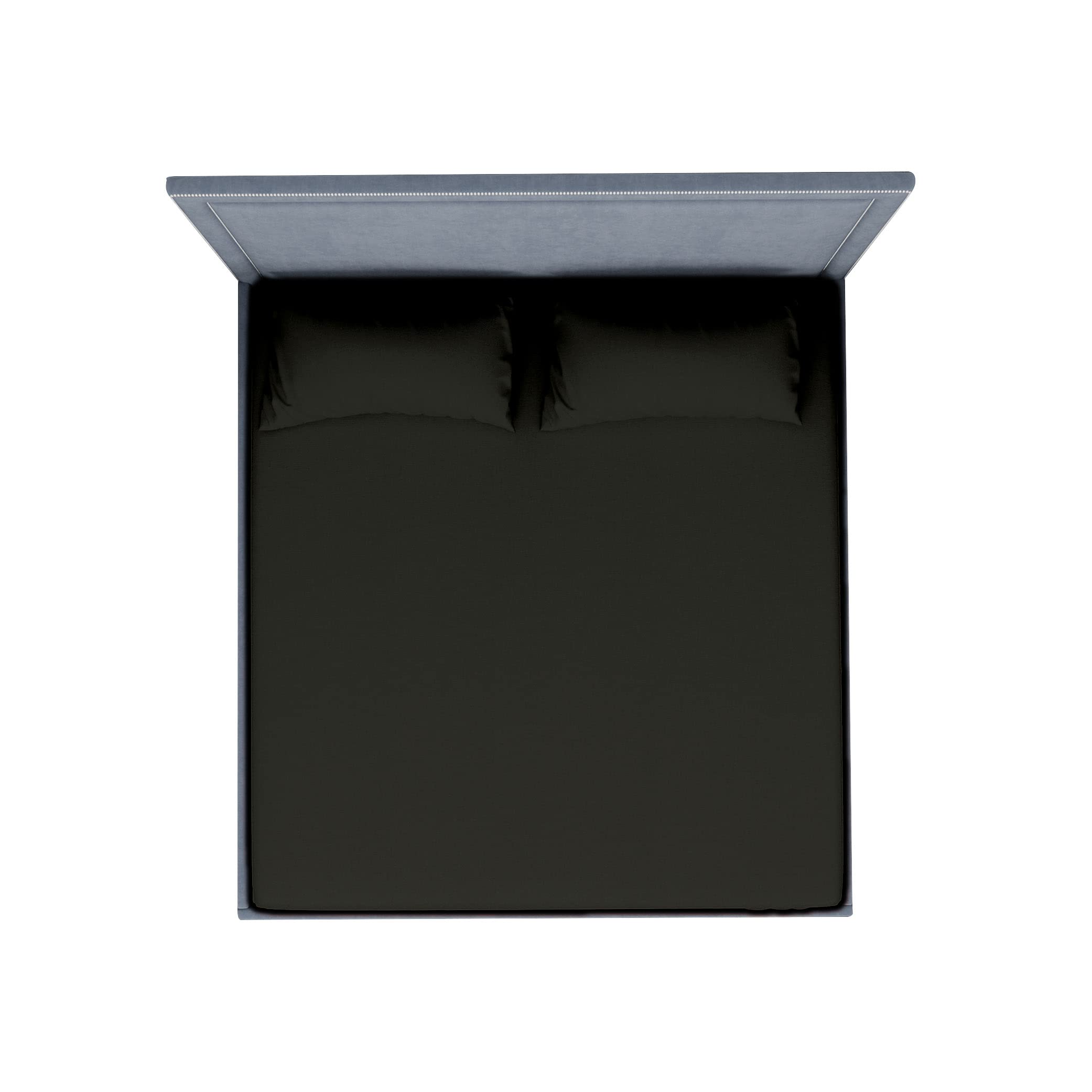 Bedding 3 Piece Bed Sheet Set Extra Deep 25Cm PolyCotton Easy Care Pecale Fitted Sheet (Black, Single)