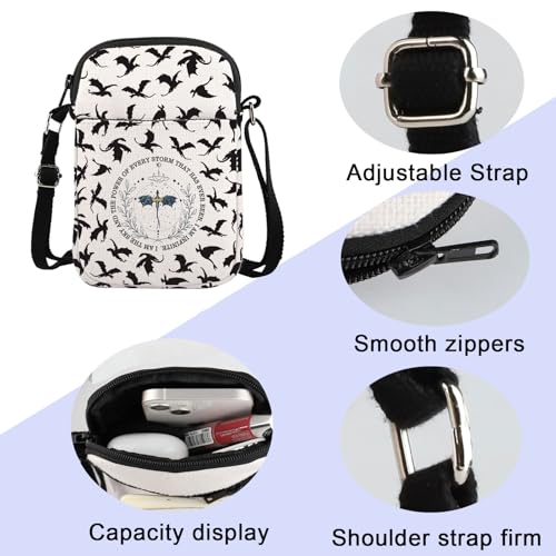 ENSIANTH Dragon Rider Crossbody Purses Bag Dragons Dark Academia Reader Gift Violet Sorrengail Fantasy Bookish Messenger Bag4