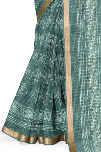 Image of MIRCHI FASHION Lightweight Kota Doria Cotton Saree | Floral Printed Summer Saree for Women | Breathable Ethnic Daily Wear Saree with Blouse Piece